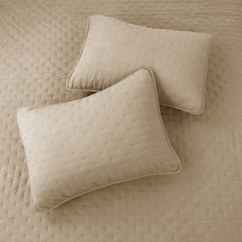 ROARINGWILD Beige Cloud Twin Size Quilt Bedding Sets with Pillow Sham, Farmhouse Lightweight Soft Bedspread Coverlet, All Season Rustic Country Thin Comforter, 2 Pieces, 68x90 inches, Tan Cream - Image 5