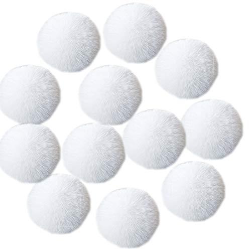 Chris.W 12pcs White Artificial Rabbit Fur Pom Poms Ball for Handbag Pendant Keychain Decoration (2-3/4inch) - Image 2