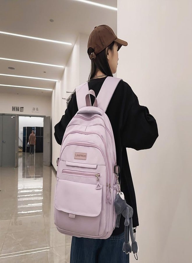 Lamprod Cute Aesthetic Backpack Girls Backpack for School Large Capacity Bookbags College Backpack for Students Kids Teen Girls Laptop Bookbag Casual Travel Daypacks(Purple) - Image 5