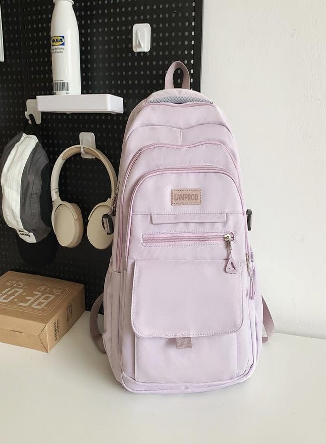 Lamprod Cute Aesthetic Backpack Girls Backpack for School Large Capacity Bookbags College Backpack for Students Kids Teen Girls Laptop Bookbag Casual Travel Daypacks(Purple) - Image 3