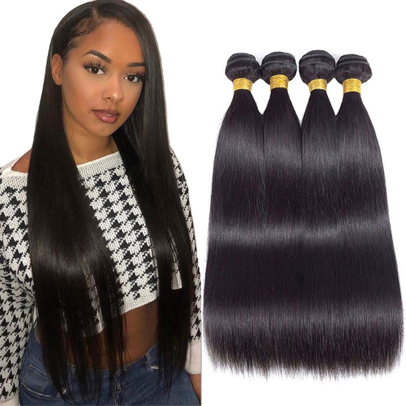 12A Straight Bundles Human Hair 16 18 20 22 400g Brazilian Remy Straight Hair 4 Bundles Deals 100 Unprocessed Virgin Double Weft Raw Remy Human Hair Weave Natural Color