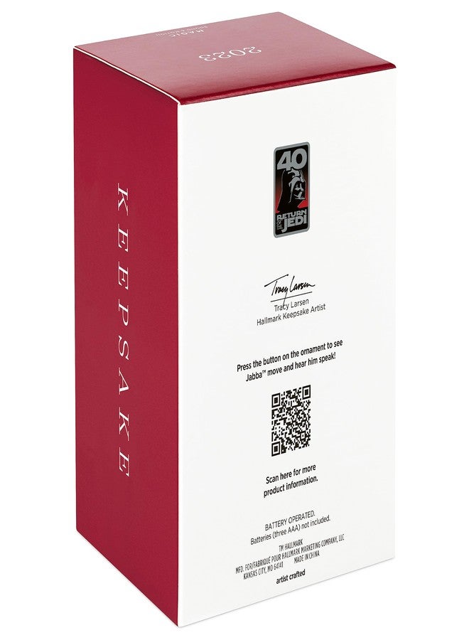 Hallmark Keepsake زينة عيد الميلاد التذكارية من هولمارك لعام 2023، زينة جابا ذا هات من فيلم حرب النجوم: عودة الجيداي مع الصوت والحركة، هدايا لمحبي حرب النجوم - Image 4