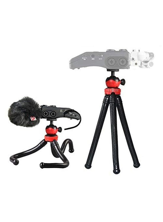 AceTaken 12'' Flexible Tripod Stand for Zoom Recorder H6 H5 H4n H2n H1n - Acetaken Black+red - Image 5