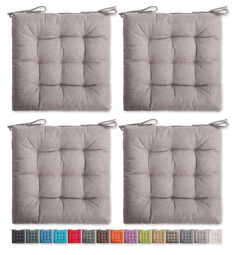 SQUARE MOON 4 Pack Chair Cushions Seat Cushions Chair Pads Chair Mat for Indoor Outdoor Dining Chair Kitchen Chairs Dining Room Chairs 16  16  4 Pack Beige