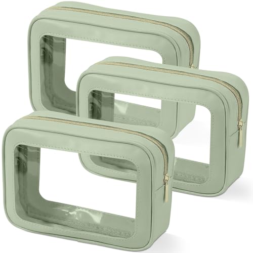 YOPCDJ 3PCS Clear Toiletry Bag,TSA Approved Travel Pouch with Zipper for Cosmetics and Toiletries，Diaper Bag Organizer Pouch Set, Purse Organizer and Clear Car Bag for Women and Kids - Image 1