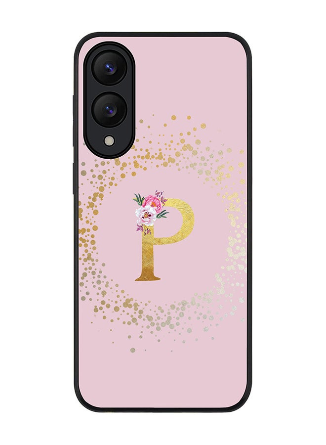 Stylizedd For Samsung Galaxy S25 Edge Case,Slim fit Camera Protection, Shockproof Thin Phone cover  - Custom Monogram Floral - P  (Pink )