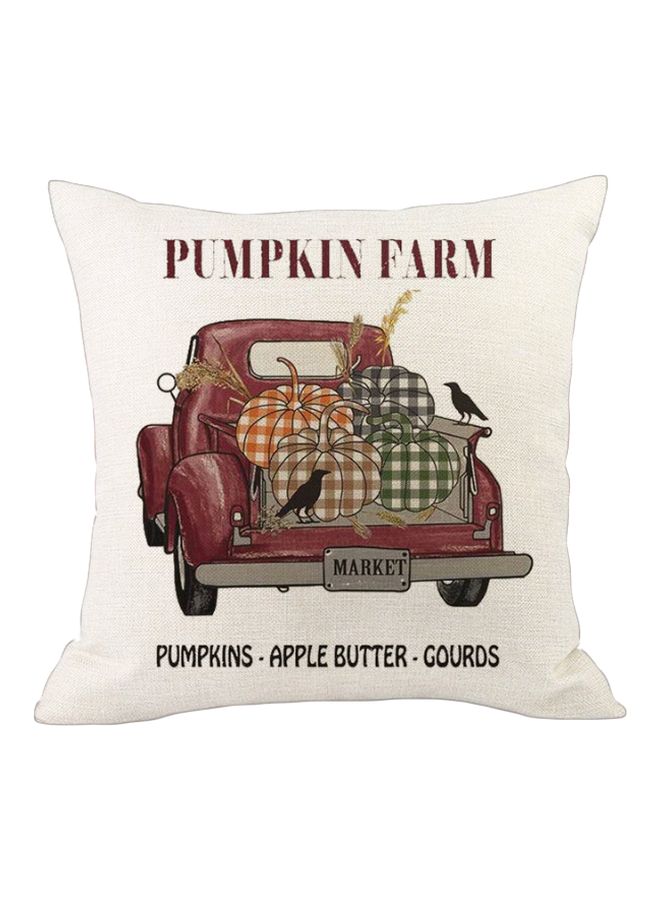 NIBEMINENT Pumpkin Farm Printed Cushion Cover Beige/Red/Black 45x45cm