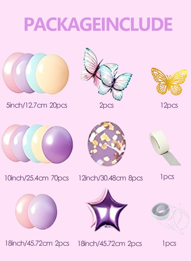 Nestvel 118Pcs Pastel Butterfly Balloon Garland Kit, Party Balloon Decor Toys for Girls & Kids, Birthday Baby Shower Eid Wedding & All Occasion Magical Party Supplies - Image 2