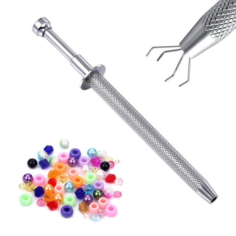 DJCIW Piercing Ball Grabber ToolPrecision 45inch PickUp Tool with 4 Prongs for Jewelry Making Electronics Crafts Claw Tweezers for Small Parts Gems Nails Clamping