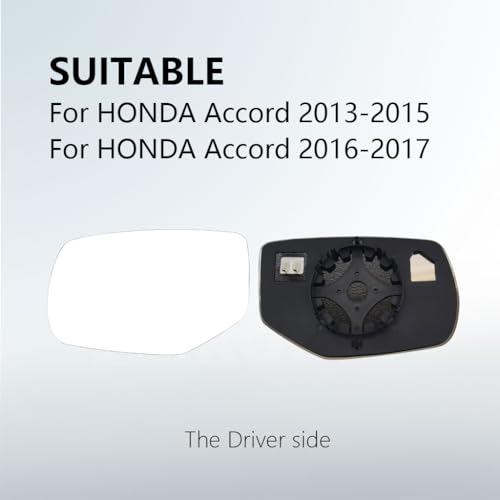 SKOUIO Driver Side Mirror Replacement Glass for HONDA Accord 2013-2017,Backing Plate Power Heated Left Side View Mirror Glass for HONDA Accord 2013 2014 2015 2016 2017 - Image 2