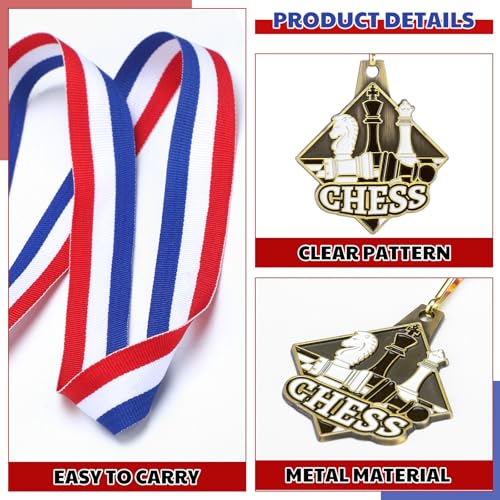 Loetere 24 Pcs Chess Medals Metal Award Medals with Neck Ribbons Trophy Award Prize Gift for Rewards and Competitions - Image 3