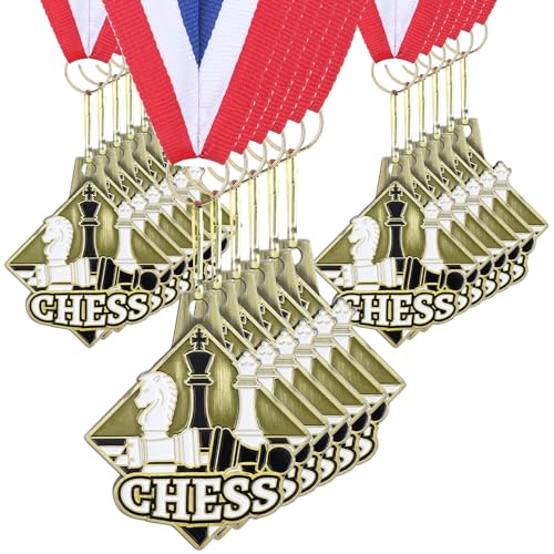 Loetere 24 Pcs Chess Medals Metal Award Medals with Neck Ribbons Trophy Award Prize Gift for Rewards and Competitions - Image 1