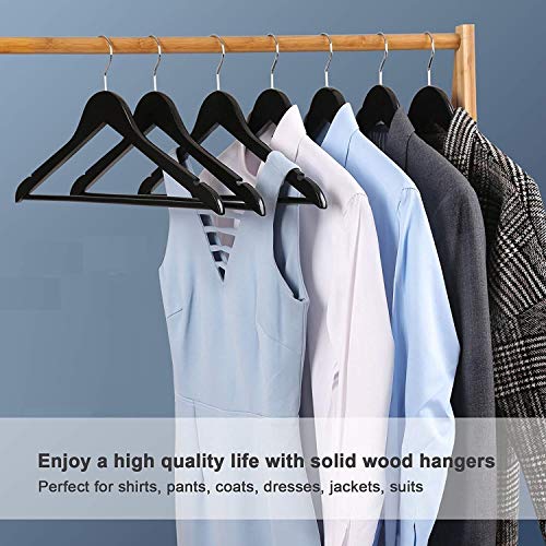 ZEPOLI Wooden Hanger for Clothes Hanging Wardrobe | Water Resistant and Moist Free | Non-Slip Bar and Precisely Cut Notches, 360 Degree Swivel Chrome Hook (30 Pack, Black) - Image 2