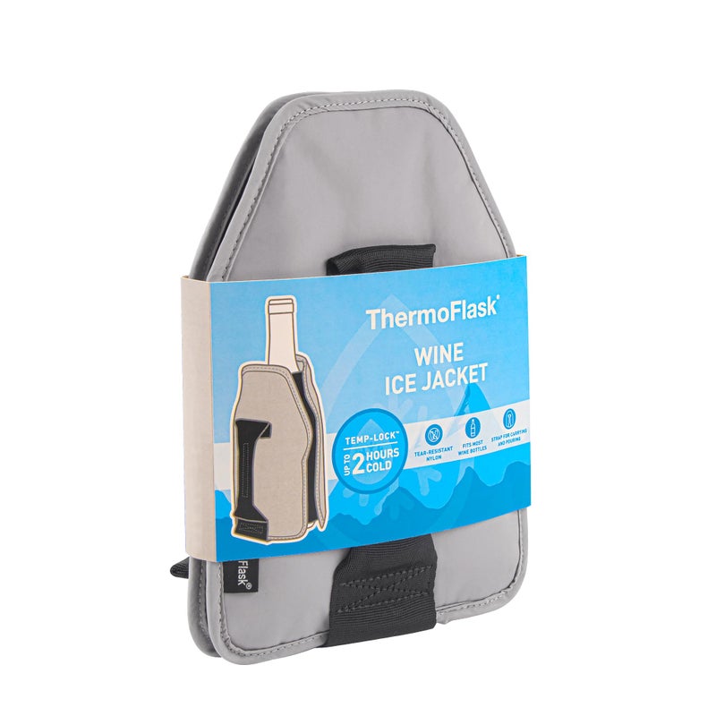 ThermoFlask Wine Bottle Ice Jacket - Wine Bottle Holder with Adjustable Buckle & Strap - Temp-Lock Wine Carrier - Wine Carrier for Travel - Wine Accessory for Brunch, Christmas, Parties & More - Grey - Image 2