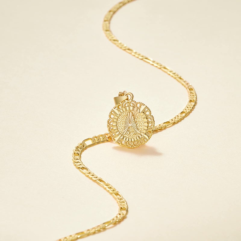 KissYan Initial Necklace for Women,14K Gold Plated Round Letter Pendant Necklace Capital Monogram Necklace Alhpabets from A-Z Figaro Chain Necklace(Gold C) - Image 5