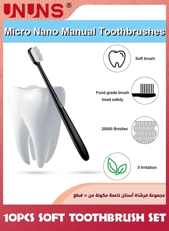UNUNS 10 Pcs Extra Soft Toothbrush,Micro Nano Manual Toothbrushes With 20,000 Bristles,Ultra Bristles Toothbrush For Sensitive Gums,Pregnant Women,Elderly,Adult, Kids-Black - Image 4