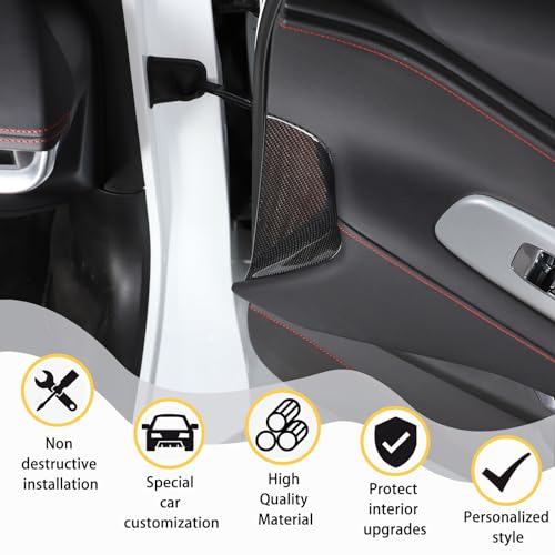 CHEAYAR Carbon Fiber Car Interior Door Panel Trim Cover Compatible with Corvette C8 Stingray 2020 2021 2022 2023, Inner Side Door Panel Strip Cover Trim Decoration Accessories (Black Carbon) - Image 3