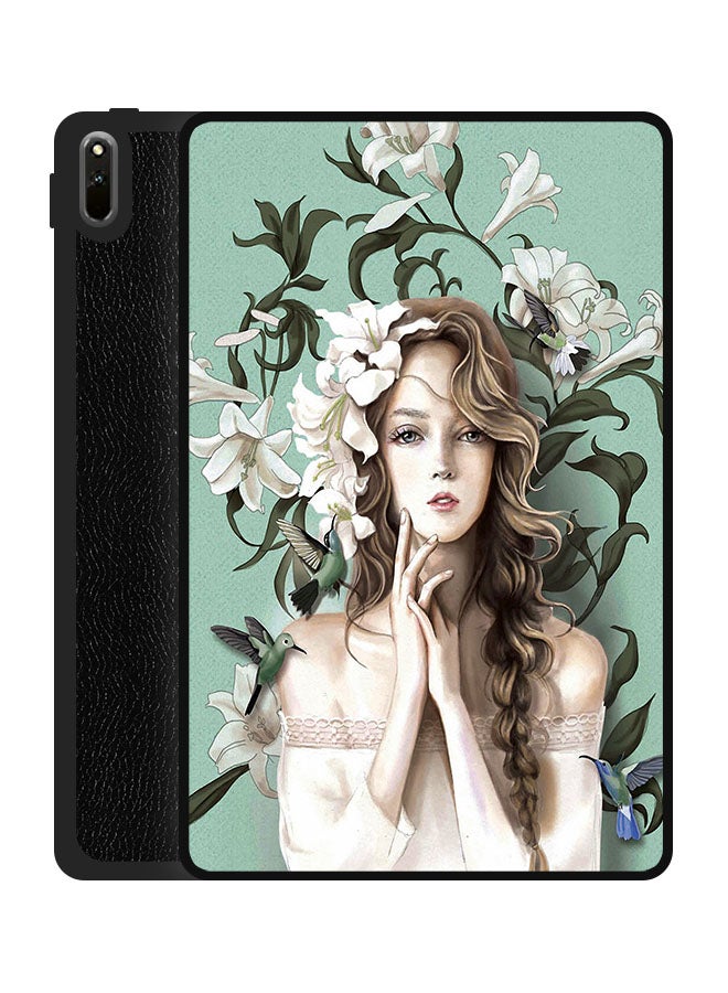 Theodor Protective Flip Case Cover For Huawei MatePad 11 2021 Beautiful Girl & Tuilips - Image 1