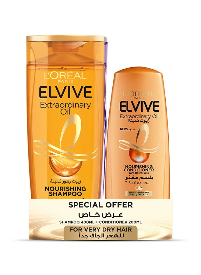 L'OREAL PARIS L'Oréal Paris Elvive Extraordinary Oil Shampoo 400ml for Normal to Dry Hair + Conditioner 200ml For Normal to Dry Hair