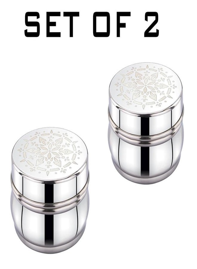 Expresso Stainless Steel Small/Mini Box Dabba/Container/Storage Box, Laser Design, Set of 2 (75 Ml) - Image 4