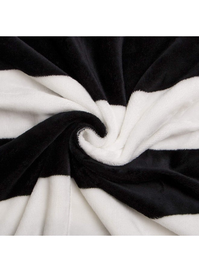 NTBAY Flannel Throw Blanket  Super Soft with Black and White Stripe (51""x68"") - Image 2