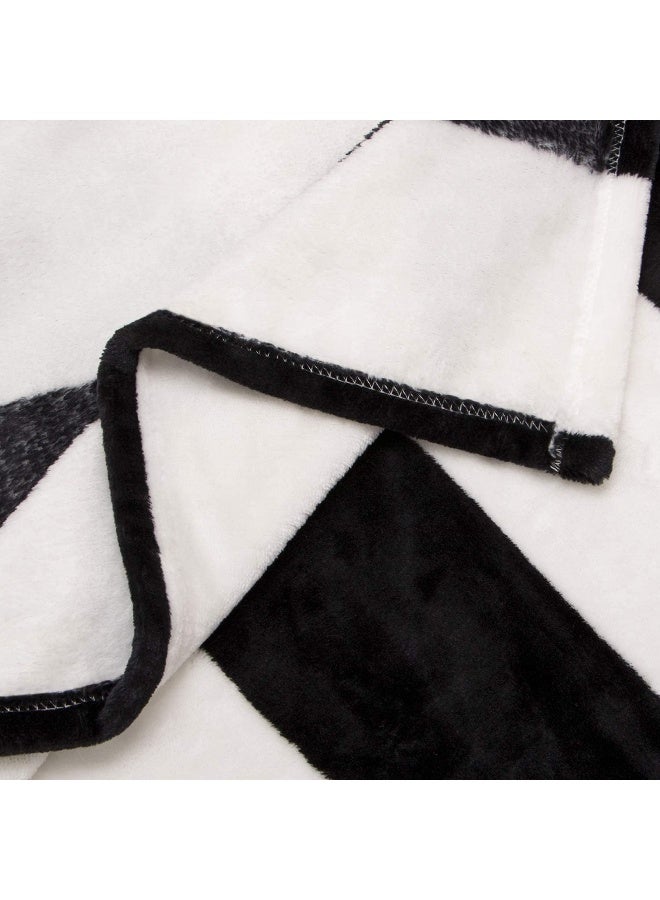 NTBAY Flannel Throw Blanket  Super Soft with Black and White Stripe (51""x68"") - Image 3
