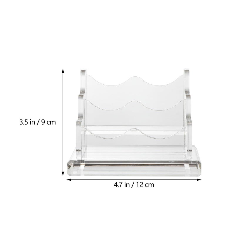 Acrylic Desktop Business Card Holder With Dual Compartment Office Name Card Organizer Stand For Workspace - Image 3