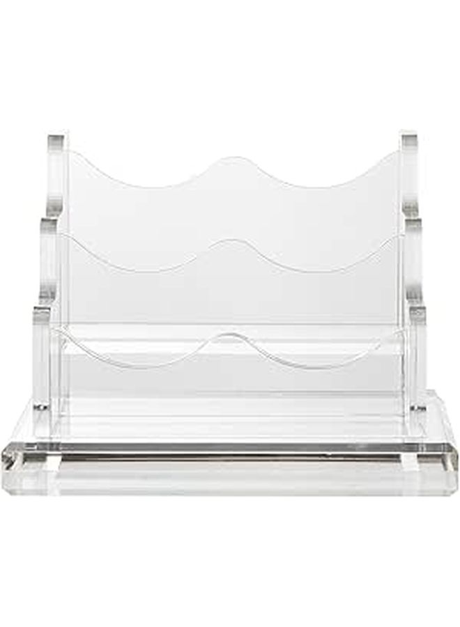 Acrylic Desktop Business Card Holder With Dual Compartment Office Name Card Organizer Stand For Workspace - Image 1