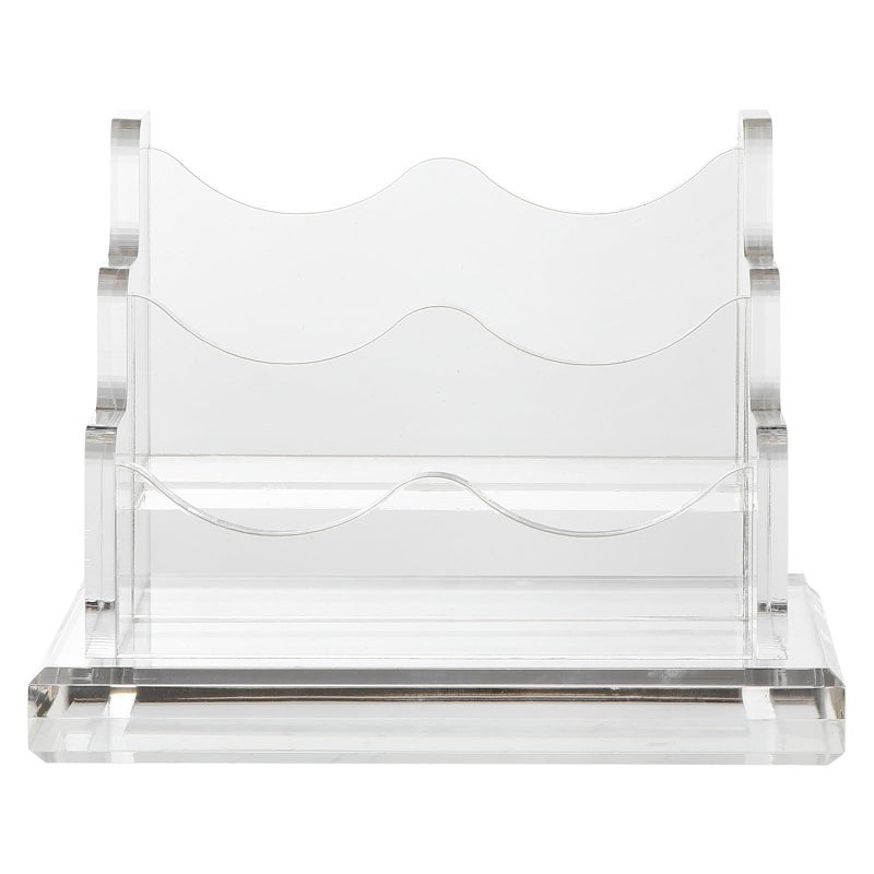 Acrylic Desktop Business Card Holder With Dual Compartment Office Name Card Organizer Stand For Workspace - Image 2