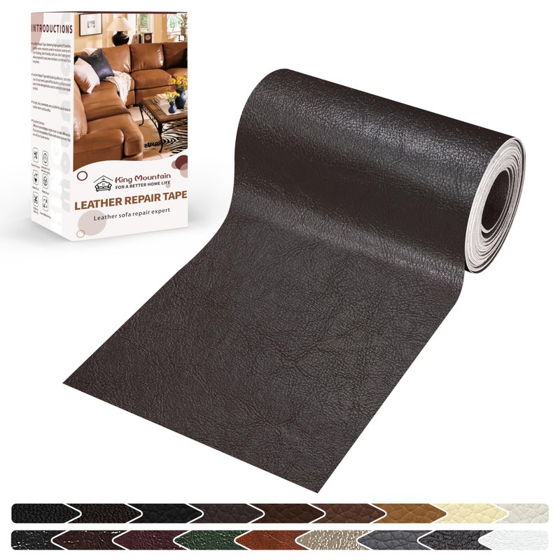 KING MOUNTAIN Leather Repair Patch,4 x 63 Inches self Adhesive Leather Repair Tape for Damaged Leather Furniture, Sofa Seating,Car Seats, Leather Goodsï¼ˆChocolate Brownï¼‰ - Image 1