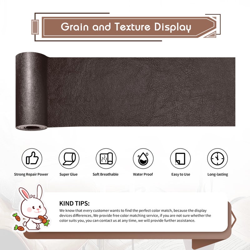 KING MOUNTAIN Leather Repair Patch,4 x 63 Inches self Adhesive Leather Repair Tape for Damaged Leather Furniture, Sofa Seating,Car Seats, Leather Goodsï¼ˆChocolate Brownï¼‰ - Image 2