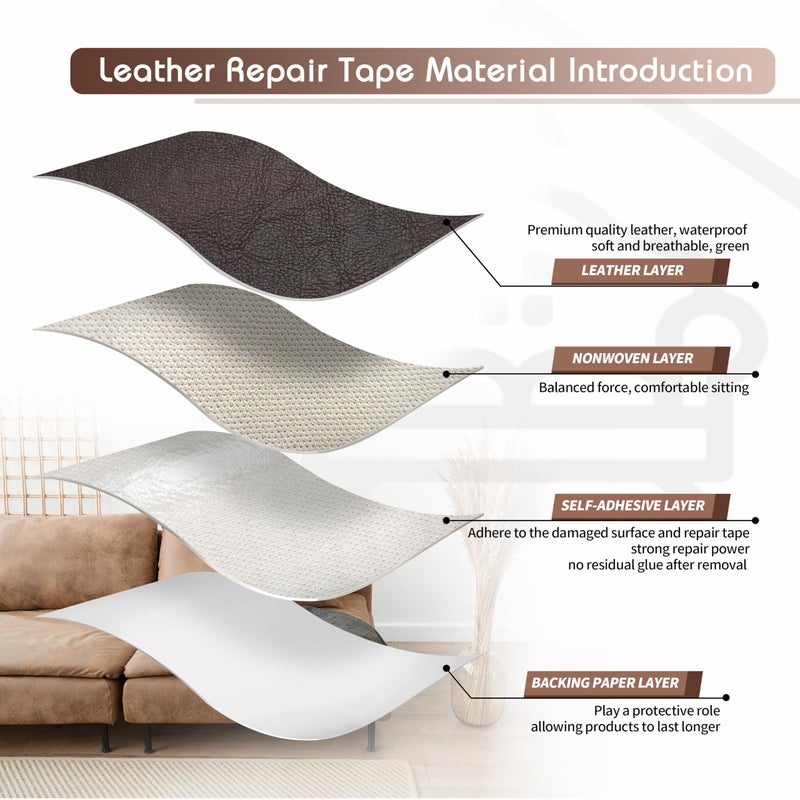 KING MOUNTAIN Leather Repair Patch,4 x 63 Inches self Adhesive Leather Repair Tape for Damaged Leather Furniture, Sofa Seating,Car Seats, Leather Goodsï¼ˆChocolate Brownï¼‰ - Image 3