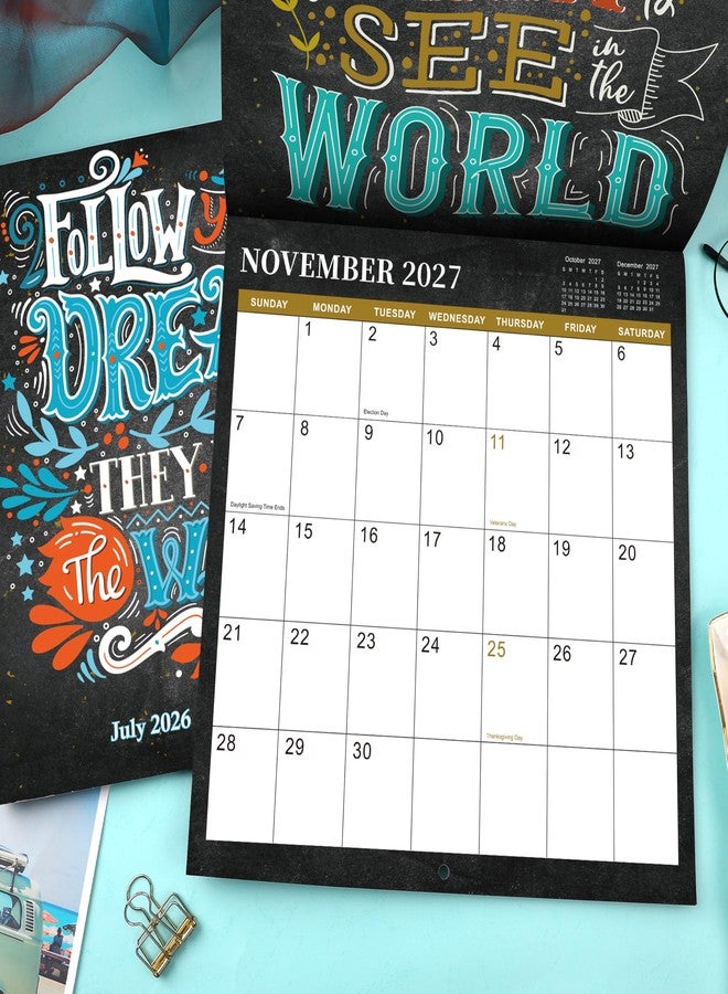 Artfan Calendar 2026-2027 - Wall Calendar 2026-2027, Jul. 2026 - Dec. 2027, 12" x 24" (Open), 18 Month Wall Calendar, Funny Calendar with Unruled Block - Motivational Sentence - Image 2