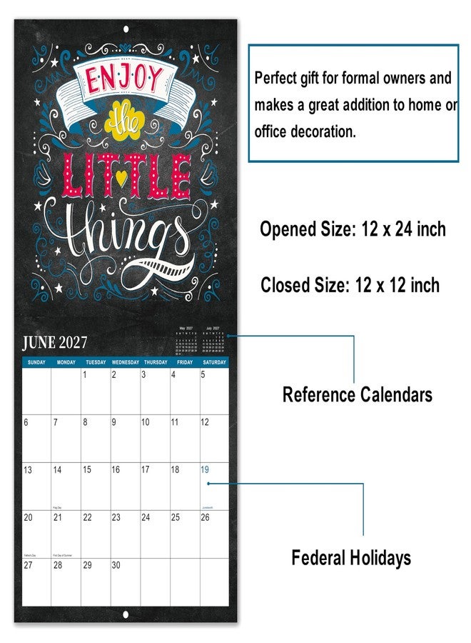 Artfan Calendar 2026-2027 - Wall Calendar 2026-2027, Jul. 2026 - Dec. 2027, 12" x 24" (Open), 18 Month Wall Calendar, Funny Calendar with Unruled Block - Motivational Sentence - Image 3