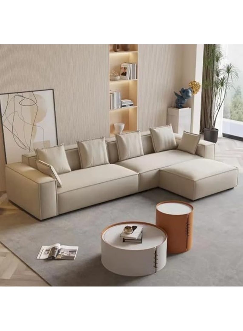KARNAK Tokyo Luxury Modern L-Shaped Velvet Sofa Set for Living Room – Beige 360x98x70 cm  - Image 1