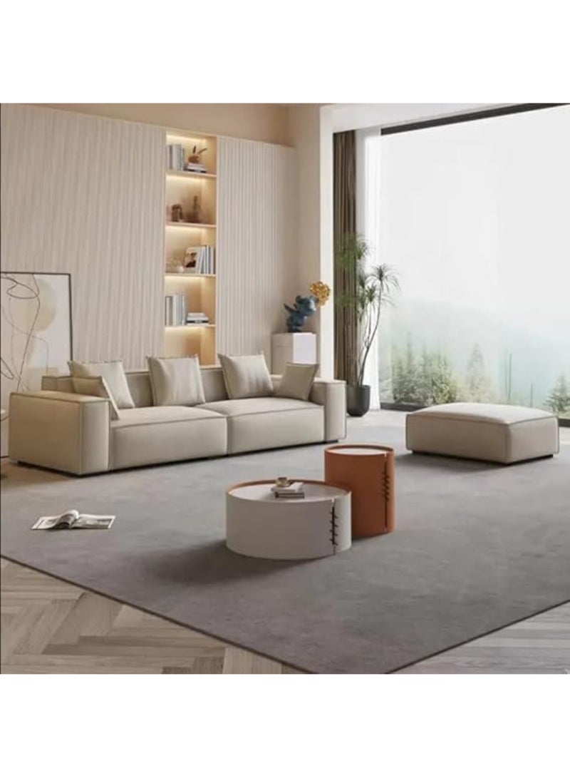 KARNAK Tokyo Luxury Modern L-Shaped Velvet Sofa Set for Living Room – Beige 360x98x70 cm  - Image 4