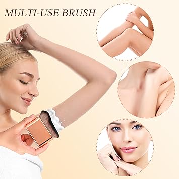 Prasacco فرشاة تان ذات 2 قطعة لتطبيق التان الذاتي لجسم الساق مكياج كابوكي خلط فرشاة بلور باللون الأسود والذهبي الوردي - Image 5