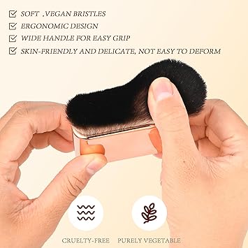 Prasacco فرشاة تان ذات 2 قطعة لتطبيق التان الذاتي لجسم الساق مكياج كابوكي خلط فرشاة بلور باللون الأسود والذهبي الوردي - Image 3