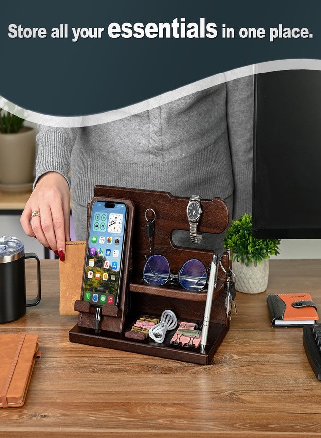 TESLYAR Wooden Mobile Phone Holder Nightstand Organizer Desk Organizer for Husband Birthday Gifts for Men or Fathers Anniversary Idea - Image 2