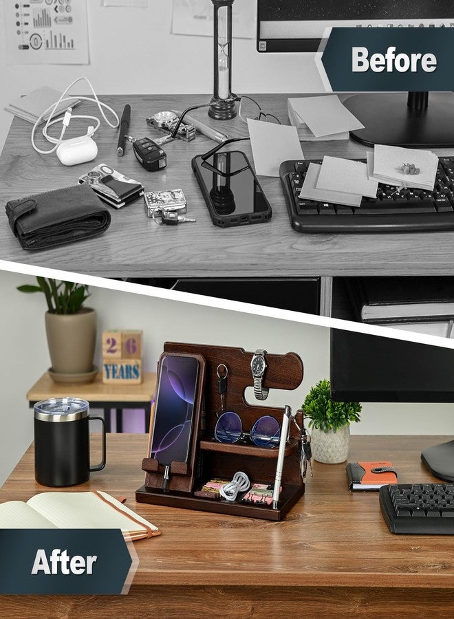 TESLYAR Wooden Mobile Phone Holder Nightstand Organizer Desk Organizer for Husband Birthday Gifts for Men or Fathers Anniversary Idea - Image 4