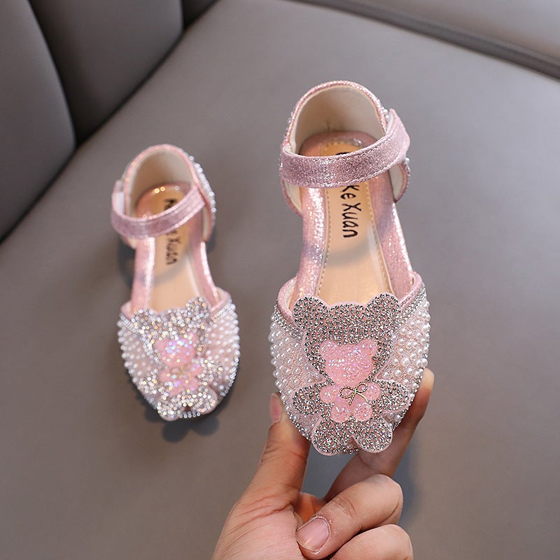 2025 Autumn Lady Cartoon Girl Princess Baby Student Small, Medium And Large Children'S Diamond Dance Performance Leather Shoes Sandals Single - Image 4