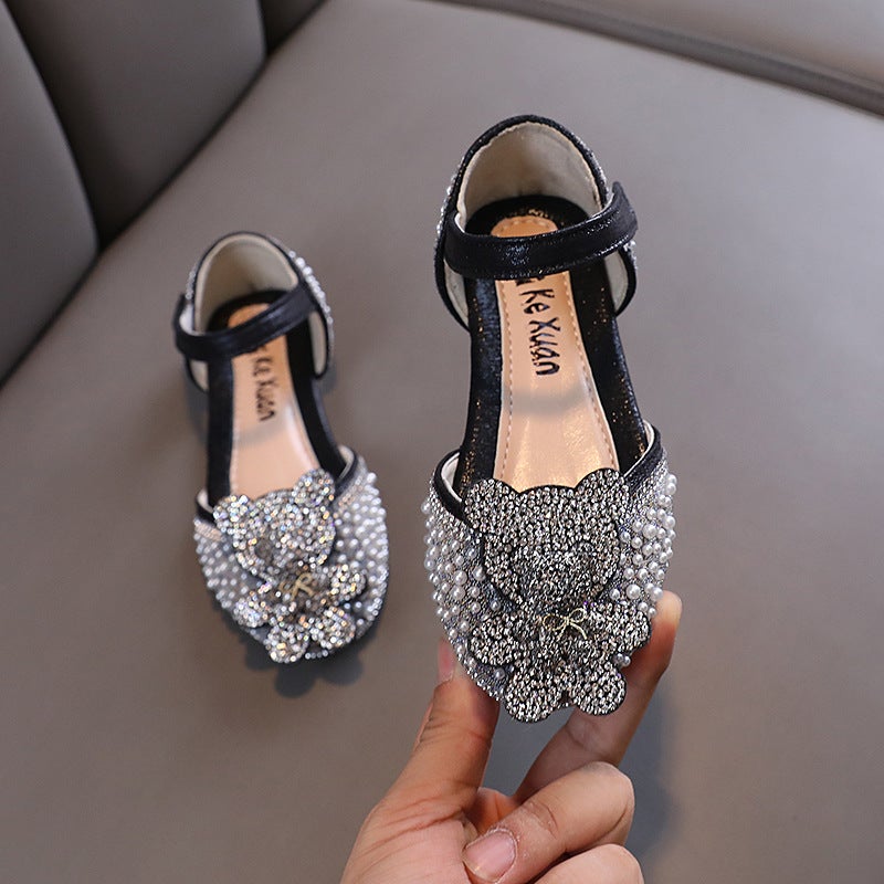 2025 Autumn Lady Cartoon Girl Princess Baby Student Small, Medium And Large Children'S Diamond Dance Performance Leather Shoes Sandals Single - Image 5