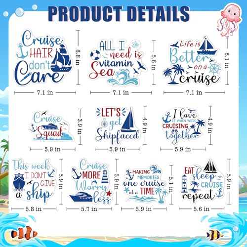 TREACLUB Cruise Ship Door Decorations, 10PCS Large Cruise Door Decorations Magnetic This Week Funny Carnival Cruise Magnets Cabin Magnets Birthday Magnets for Cruise Door Fridge Car Computer - Image 2