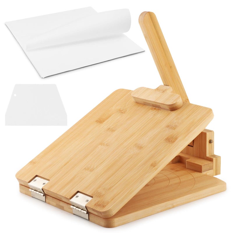 Trasylph Upgraded Bamboo Wooden Tortilla Press, 10 Inch Square Tortilla Maker with 60pcs Parchment Paper, Mexican Tortillera Presser Tortillas Pataconera Dough Press(COLOR:Wood Color) - Image 1