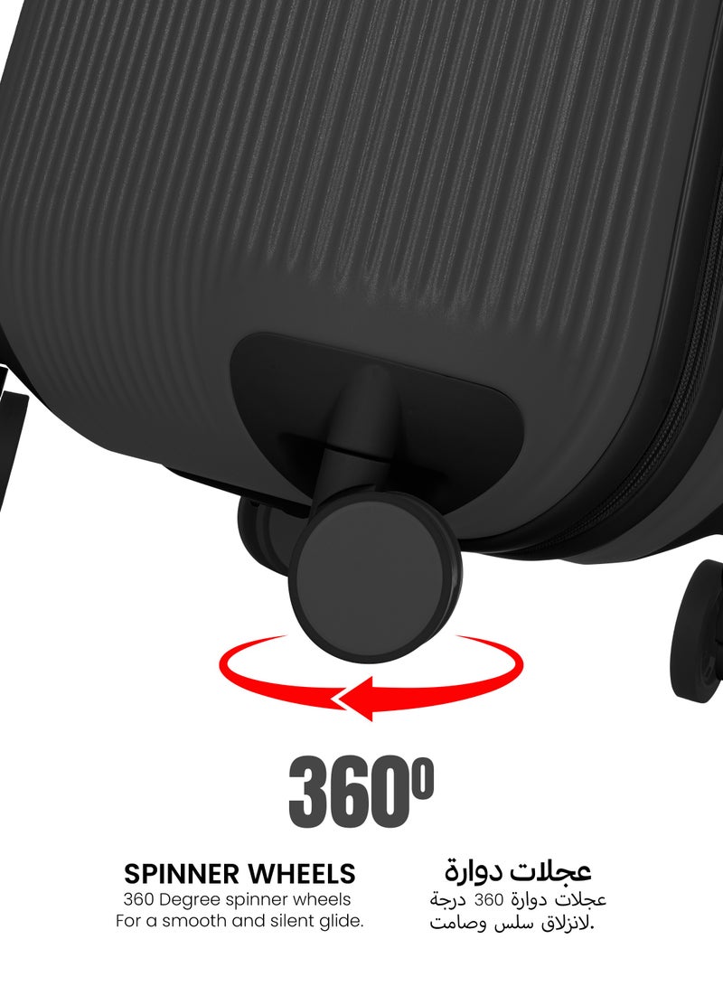 PARAJOHN حقائب سفر خفيفة الوزن بحجم 20 بوصة من أيرو | حقيبة كابينة متينة من ABS+PC مع قفل TSA | عجلات مزدوجة 360° لرحلة سلسة | حقيبة يد مدمجة وأنيقة | أسود فحمي - Image 4