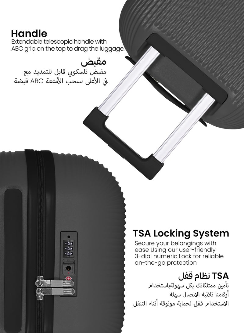 PARAJOHN حقائب سفر خفيفة الوزن بحجم 20 بوصة من أيرو | حقيبة كابينة متينة من ABS+PC مع قفل TSA | عجلات مزدوجة 360° لرحلة سلسة | حقيبة يد مدمجة وأنيقة | أسود فحمي - Image 3