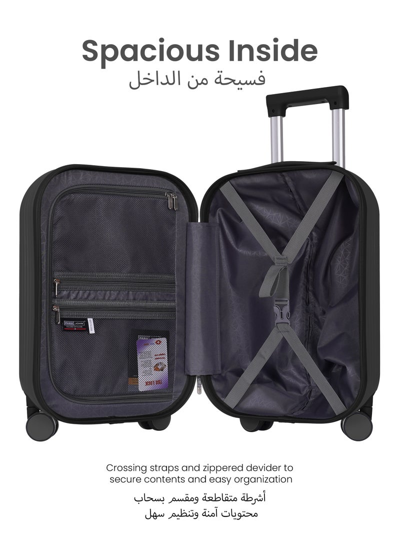 PARAJOHN حقائب سفر خفيفة الوزن بحجم 20 بوصة من أيرو | حقيبة كابينة متينة من ABS+PC مع قفل TSA | عجلات مزدوجة 360° لرحلة سلسة | حقيبة يد مدمجة وأنيقة | أسود فحمي - Image 5