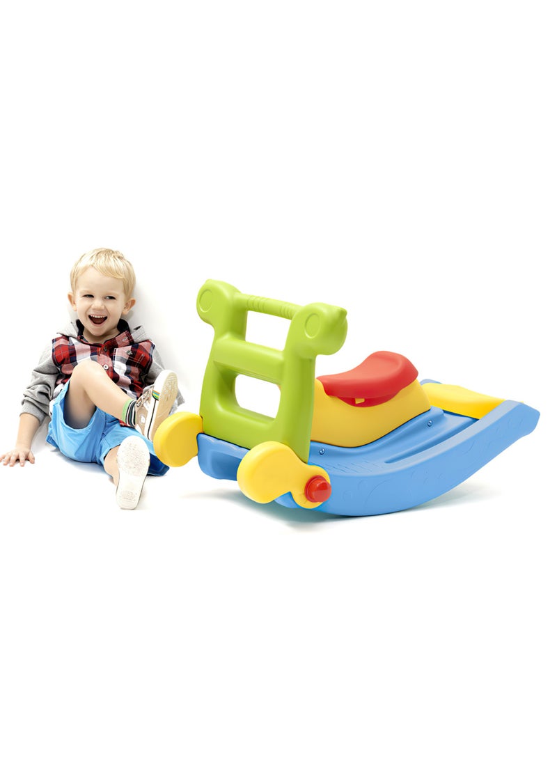 Funz 2 in 1 Toddler Slide & Rocking Toy, Lightweight Sturdy Portable Play Slide Climber for Children, Baby Rocking Horse, Non-Toxic, Easy Set Up Baby Playset for Indoor Outdoor, Light Blue