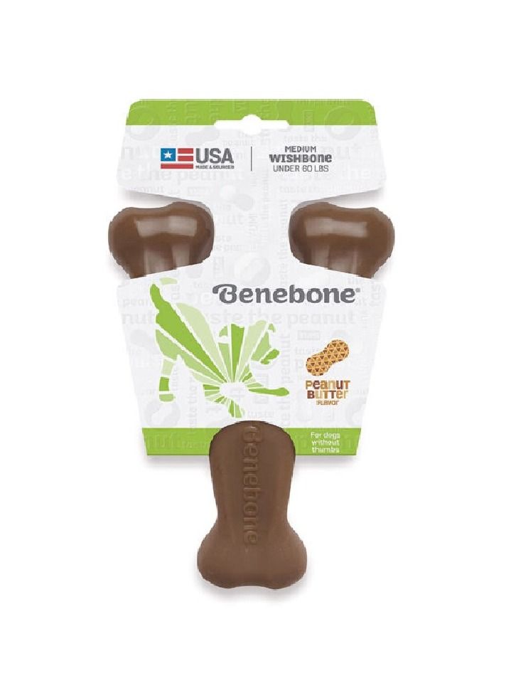 Benebone Wishbone Dog Chew Playing Toy Peanut Medium - Image 1