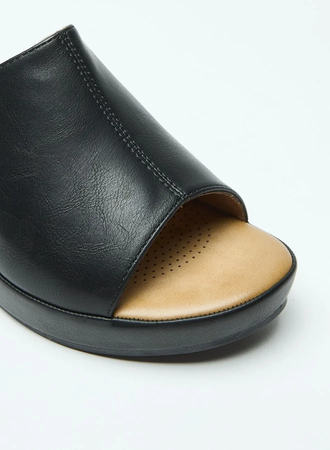 Flora Bella By Shoexpress Logo Accent Slip-On Sandals with Wedge Heels